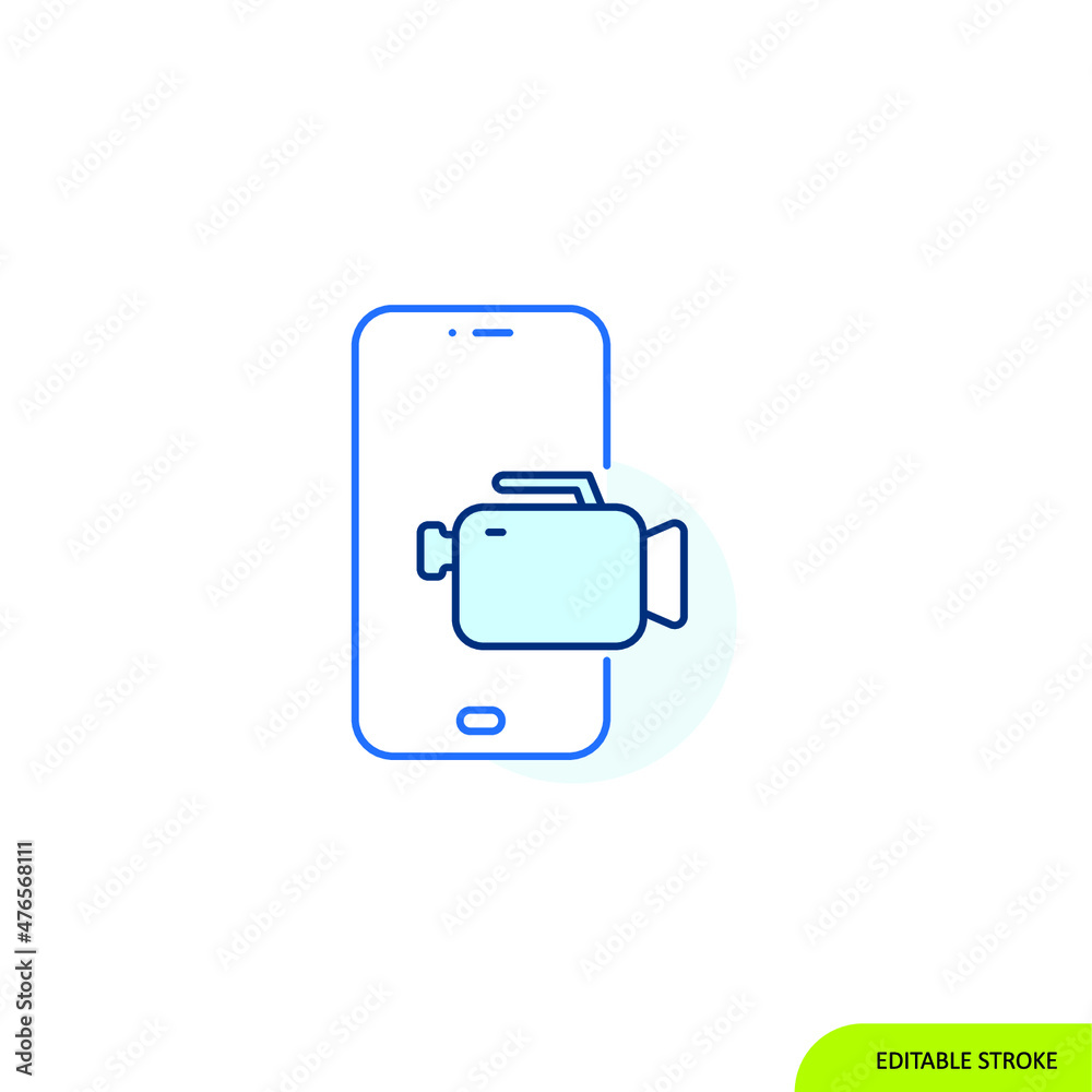 Video mode mobile Icon, Video recording Editable stroke Video mode mobile Icon, Video recording Editable stroke