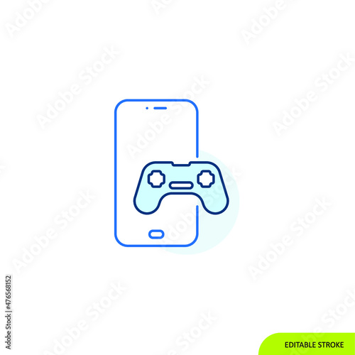 Gaming mobile Icon, Editable stroke