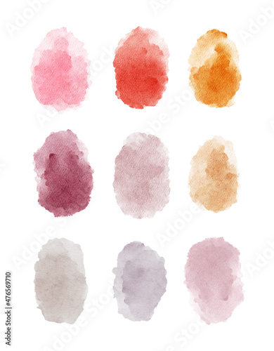 Watercolor background set. Pink  red  orange  purple  lilac stain backdrop