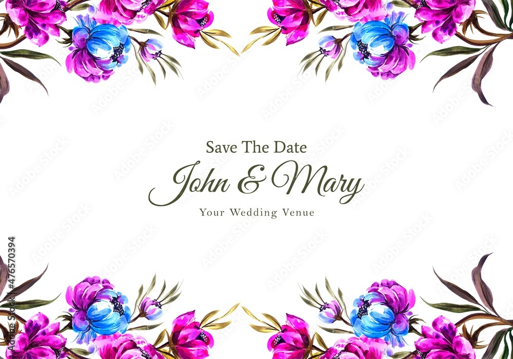 Lovely flowers frame with widding card template Lovely flowers frame with widding card template