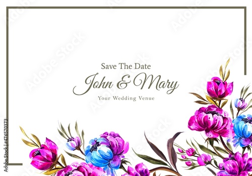 Lovely flowers frame with widding card template