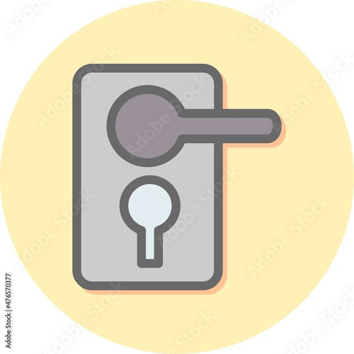 Door Lock Line Filled Circle Vector Icon Design
