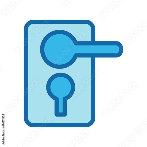 Door Lock Line Filled Blue Vector Icon Design