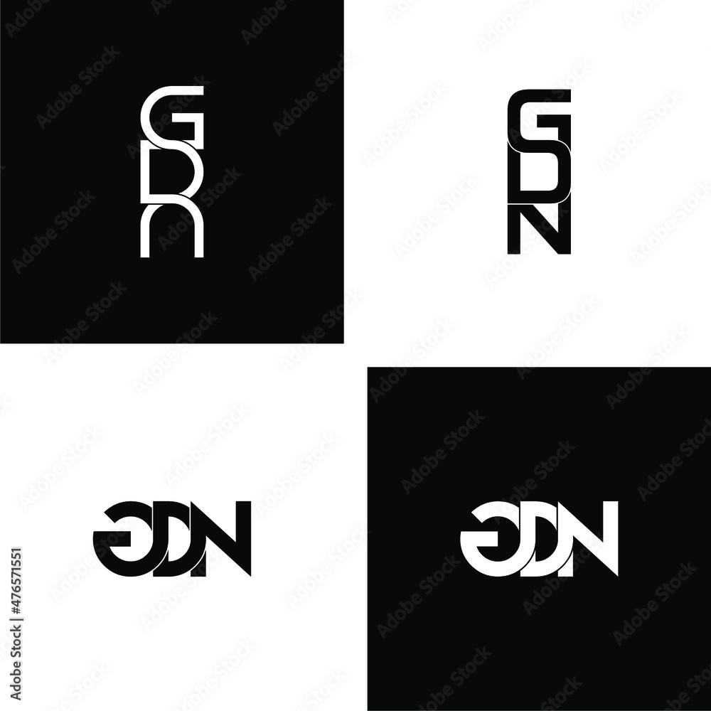 gdn letter initial monogram logo design set gdn letter initial monogram logo design set