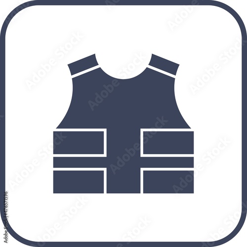 Bulletproof Vest Glyph Round Corner Vector Icon Design