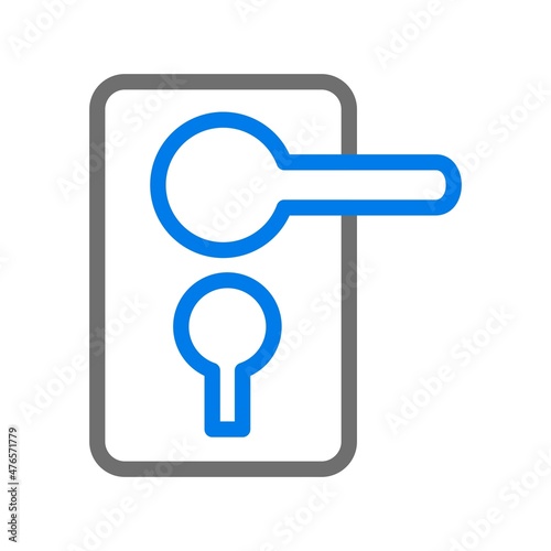 Door Lock Line Blue Vector Icon Design
