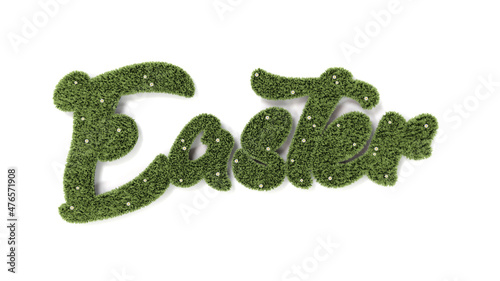 easter eggs written with grass on white background - 3D rendering
