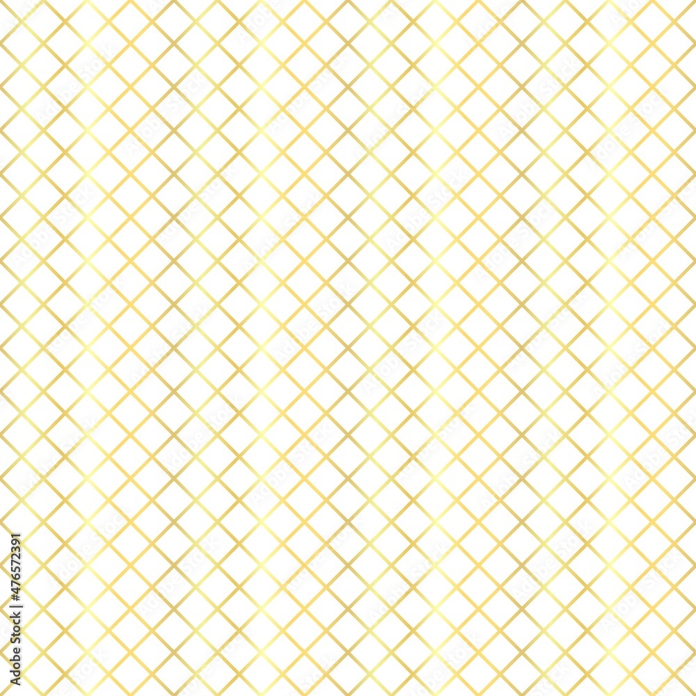 Fototapeta premium Gold cell grid lines seamless pattern on the white background. Vector illustration.