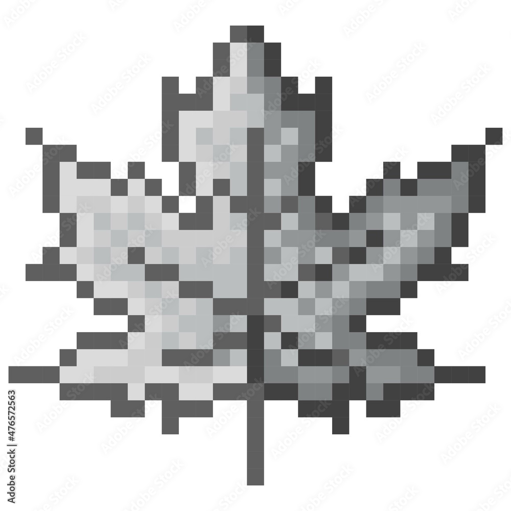 Maple leaf pixel art. Vector illustration.