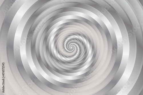 Abstract gray steel surface Spiral Or Swirl 3d style Fibonacci spiral background. Vector illustration.
