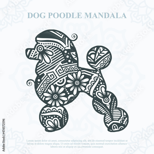 Dog Poodle Mandala. Boho Style elements. vector illustration.