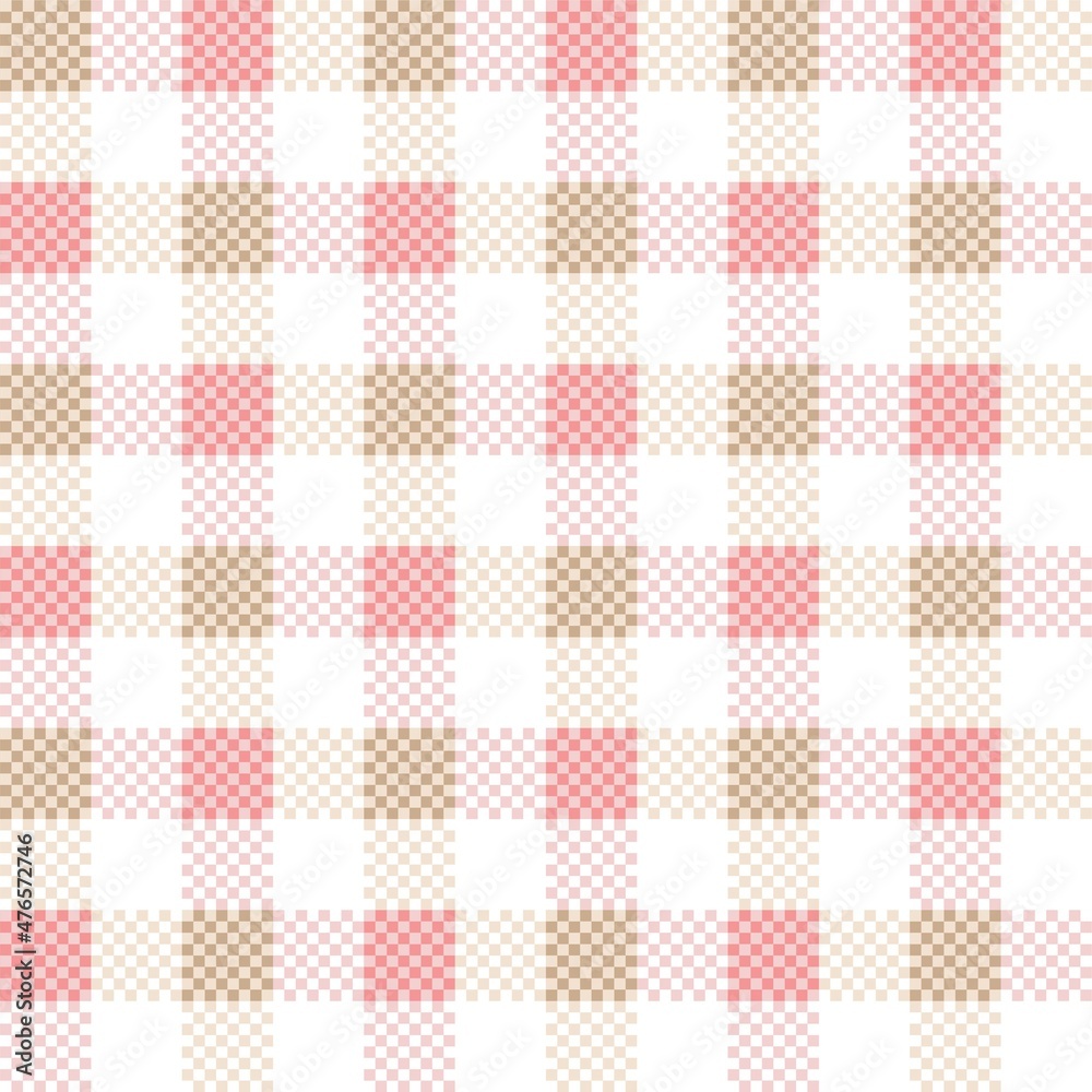 Pastel brown and pink seamless plaid tablecloth gingham or fabric pattern on the white background. Vector illustration. Pastel brown and pink seamless plaid tablecloth gingham or fabric pattern on the white background. Vector illustration.