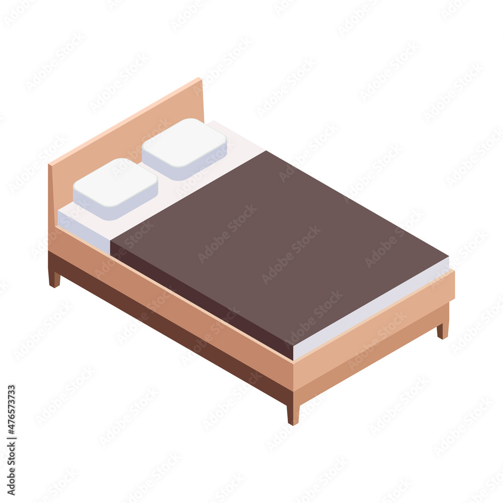 Isometric Sleeping Bed Composition Isometric Sleeping Bed Composition