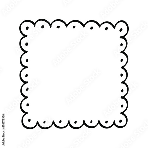Square scalloped frame doodle line art illustration clipart