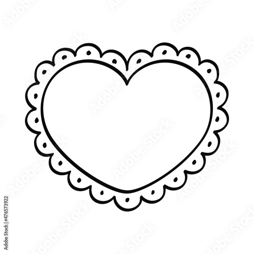 Heart scallop frame doodle line art illustration clipart