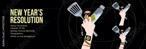 New Years Resolution Hand Illustration (AI)