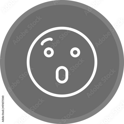 Amazed Line Circle Grey Vector Icon Design