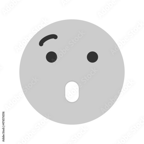 Amazed Flat Gray Circle Vector Icon Design