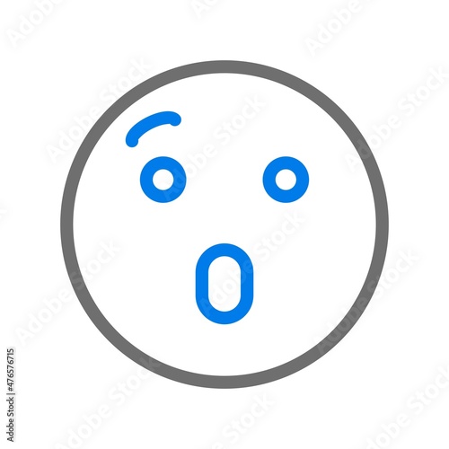 Amazed Line Blue Vector Icon Design