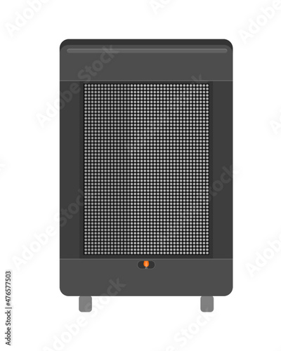 Gas heater with the pilot flame lit. Butane gas heating system isolated on white.