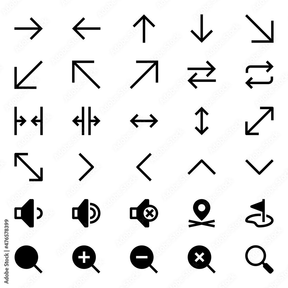 Glyph icons for user interface. Glyph icons for user interface.