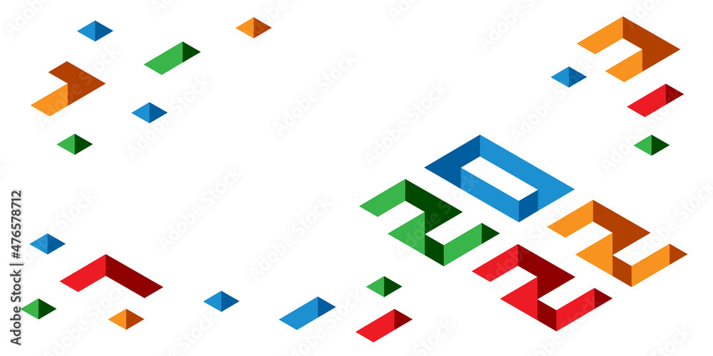 Greeting card 2022 3d numbers colored with place for text on white background . Isometric form element color for concept design, festive decor, poster, banner, postcard, web. Vector illustration. Greeting card 2022 3d numbers colored with place for text on white background . Isometric form element color for concept design, festive decor, poster, banner, postcard, web. Vector illustration.