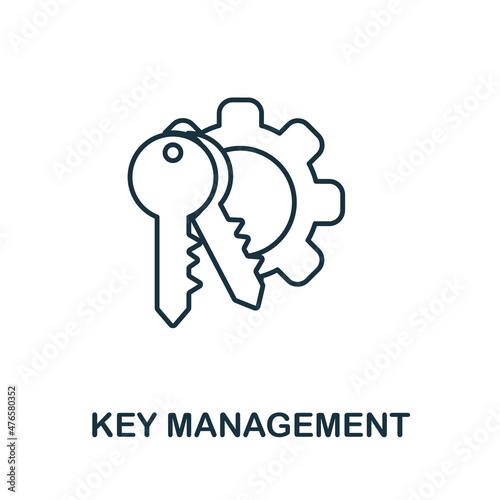 Key Management icon. Line element from company management collection. Linear Key Management icon sign for web design, infographics and more.