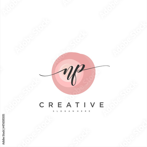 NP Initial handwriting minimalist geometric logo template vector art, Logo for business beauty, fashion, and other