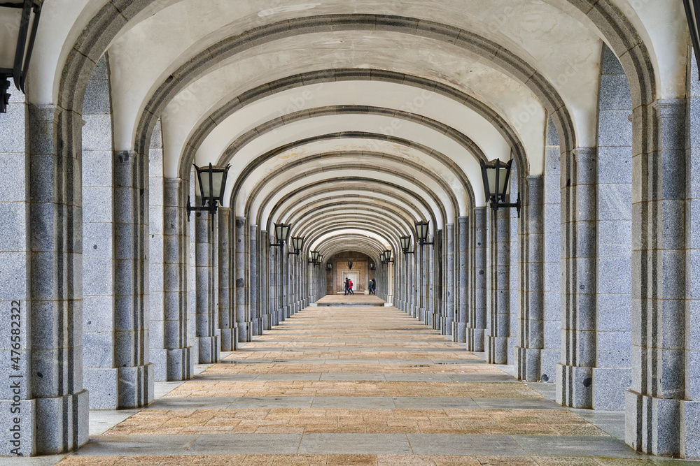 arched corridor in the valle de los caidos