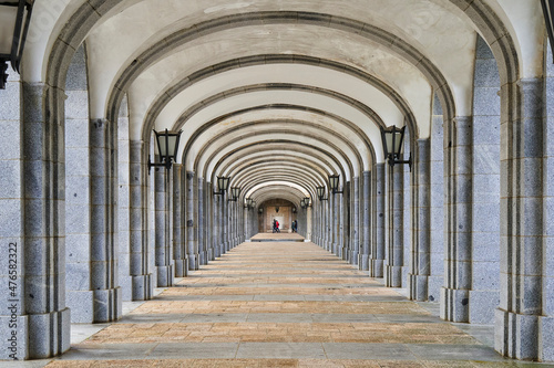 arched corridor in the valle de los caidos photo