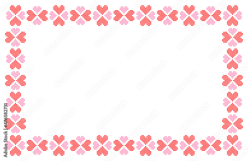 Border frame with geometric hearts for use as a design element . Valentines Day Background