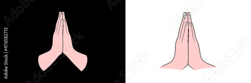 Vector of Folded Hands. Illustration of Hands Greeting Posture of Namaste. Folded Hands for Prayer. Thanksgiving Banner.