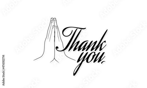 Beautiful Creative Banner Design for Thank You. Conceptual Typography of Thank You. Editable Illustration of Folded Hands.