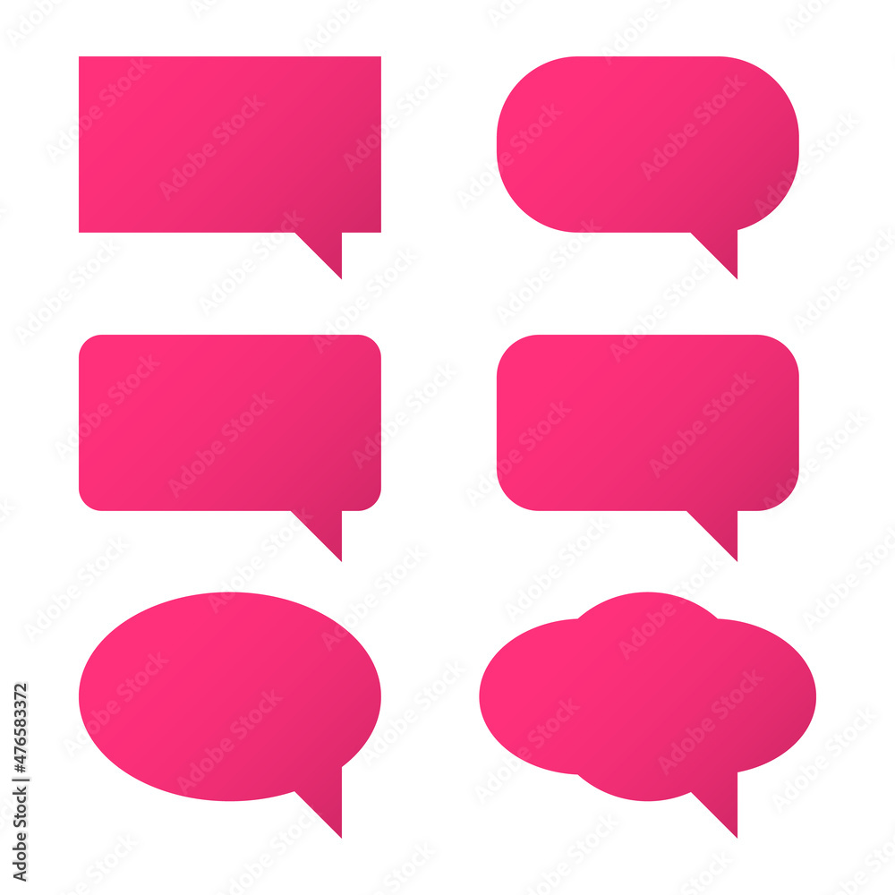 Set pink speech bubble isolated on white background. Vector Set pink speech bubble isolated on white background. Vector