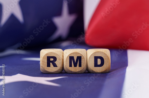 The US flag has cubes with the inscription - RMD photo
