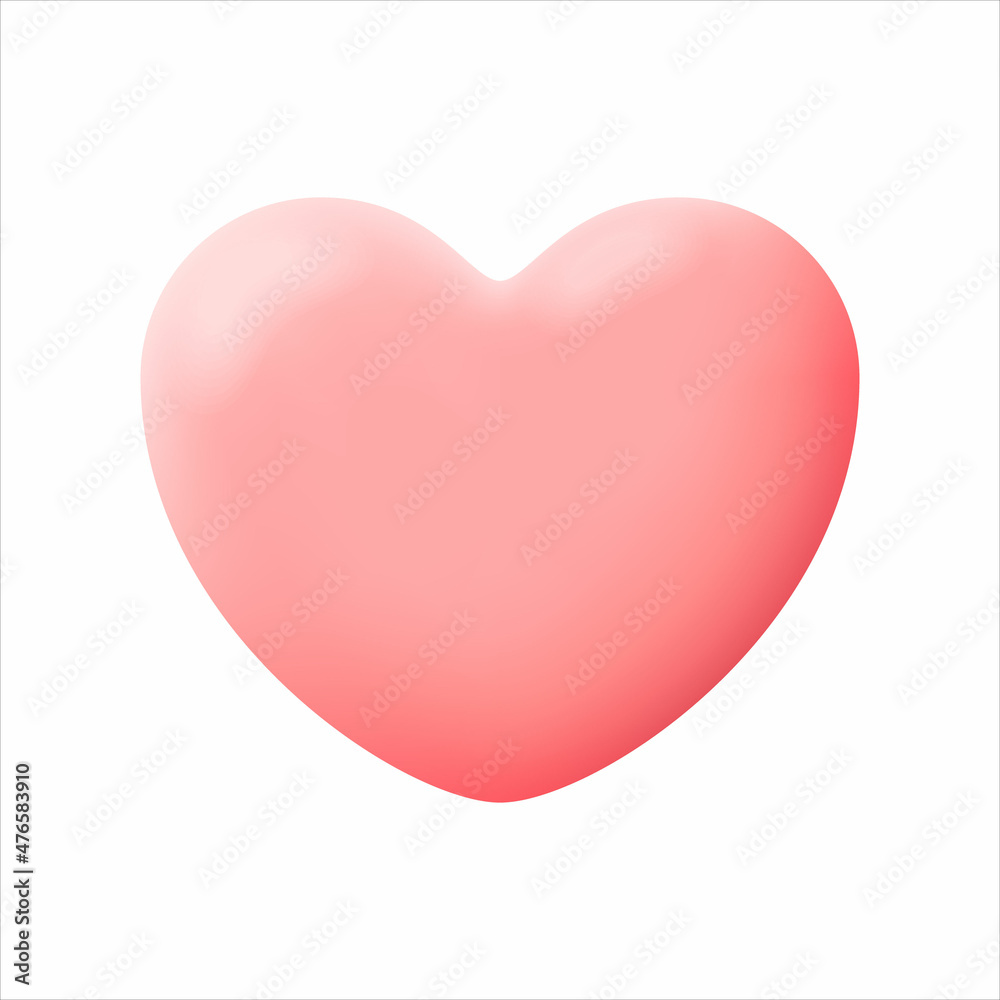 Heart Icon. Love and Romantic Symbol. 3d Vector Illustration.