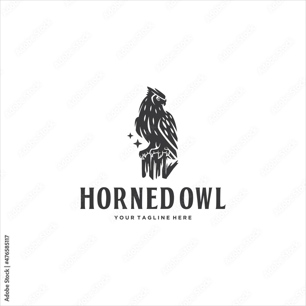 Great Horned Owl Logo Design Vector Image