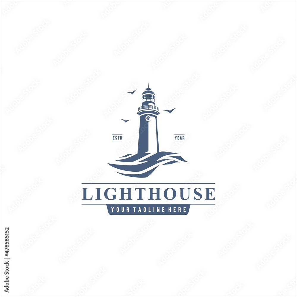Lighthouse Sea Beacon Logo Design Vector Image Lighthouse Sea Beacon Logo Design Vector Image