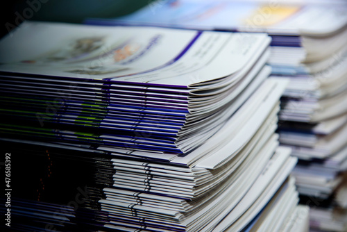 stack of magazines in library