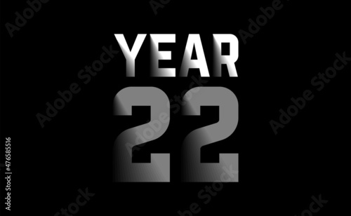 Happy New Year 2022 Wishing Celebration Shaded Gray White Script Text Lettering Celebrate Festival Premium Modern Minimal Alphabet Numeric Letters Editable Vector File