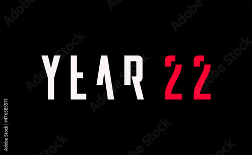 Happy New Year 2022 Wishing Celebration Cut Paralytic Paralyzed Script Text Lettering Celebrate Festival Premium Modern Minimal Alphabet Numeric Letters Editable Vector File