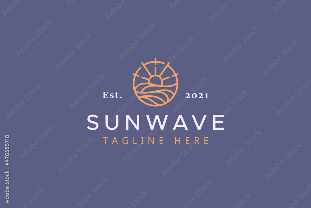 Sun and Wave Illustration Badge Logo. Creative Idea and Simple Vector Template Brand Identity. Sun and Wave Illustration Badge Logo. Creative Idea and Simple Vector Template Brand Identity.