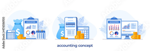 accounting or finance concept, business plan and budget, analyst, flat illustration vector template and background
