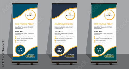 Creative Business Roll Up Signage Banner Template Design.