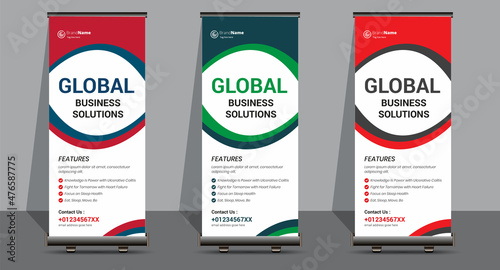 Creative Business Roll Up Signage Banner Template Design.