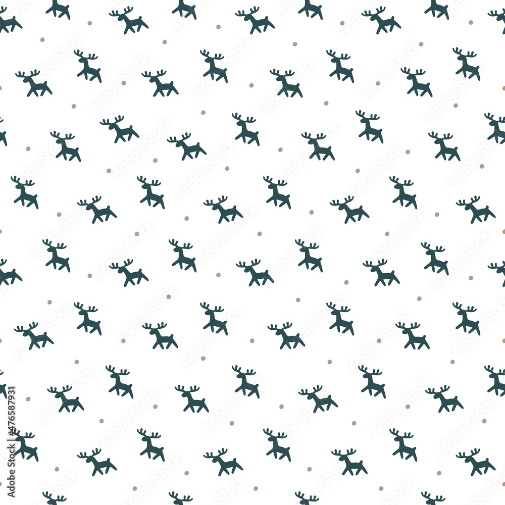 Christmas seamless pattern with isolated painted deer, snowflakes on white background. Cute vector illustration for paper, textile, fabric, prints, wrapping, greeting cards, banners Christmas seamless pattern with isolated painted deer, snowflakes on white background. Cute vector illustration for paper, textile, fabric, prints, wrapping, greeting cards, banners
