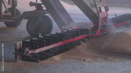 loading grain into warehouses using a loader