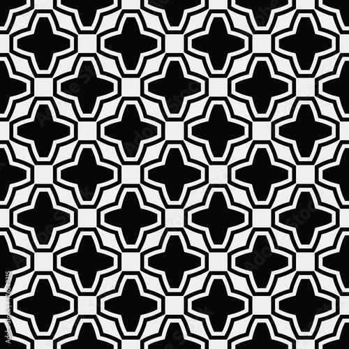 Embossed black crosses repeated throughout the background. Vector black and white decor pattern.