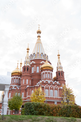 Christian Orthodox Cathedral church in the autumn evening
