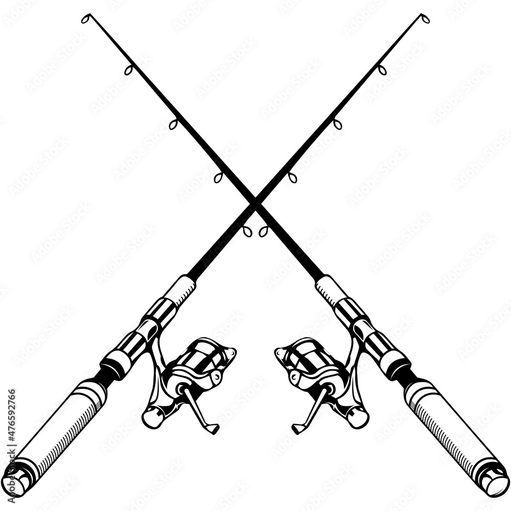 Crossed fishing rods SVG design for fishing t-shirts, shirts, car ...